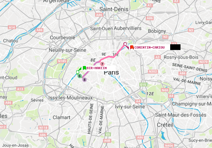 plan itinéraire ratp de Bir-Hakeim (Grenelle) à Corentin-Cariou