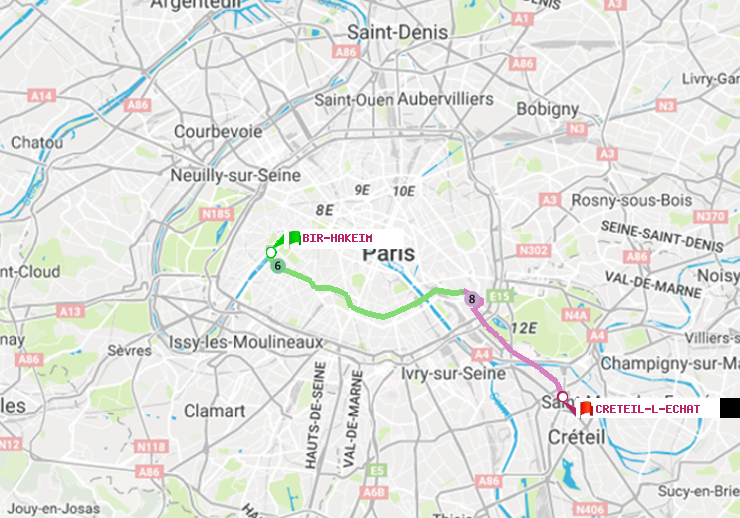 plan itinéraire ratp de Bir-Hakeim (Grenelle) à Créteil-L