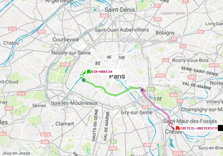 plan itinéraire ratp de Bir-Hakeim (Grenelle) à Créteil-Université
