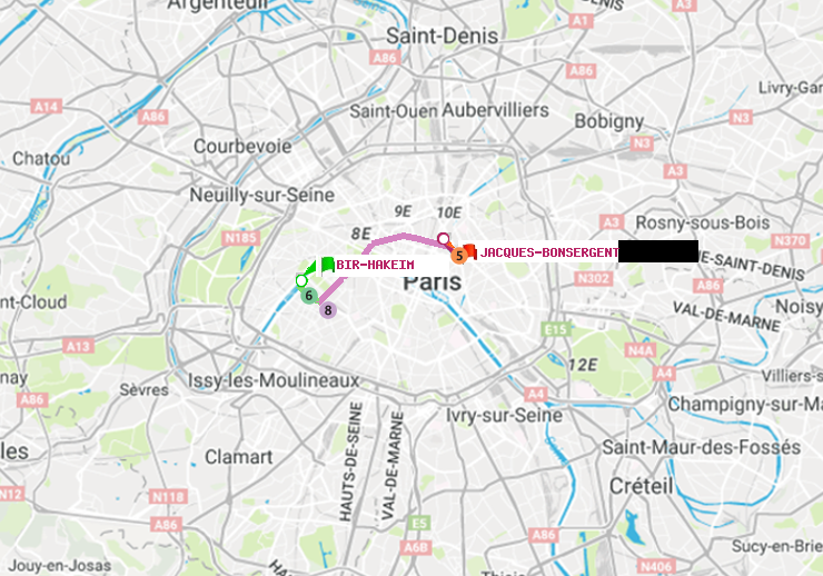 plan itinéraire ratp de Bir-Hakeim (Grenelle) à Jacques-Bonsergent