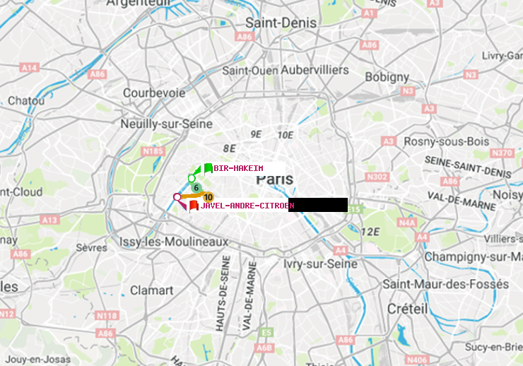 plan itinéraire ratp de Bir-Hakeim (Grenelle) à Javel-André-Citroen