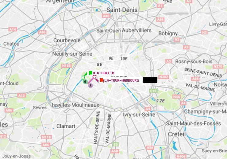 plan itinéraire ratp de Bir-Hakeim (Grenelle) à La Tour-Maubourg