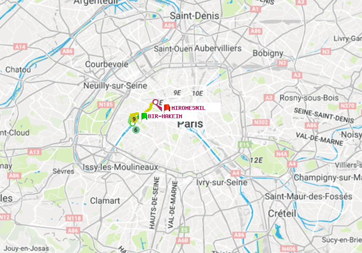 plan itinéraire ratp de Bir-Hakeim (Grenelle) à Miromesnil