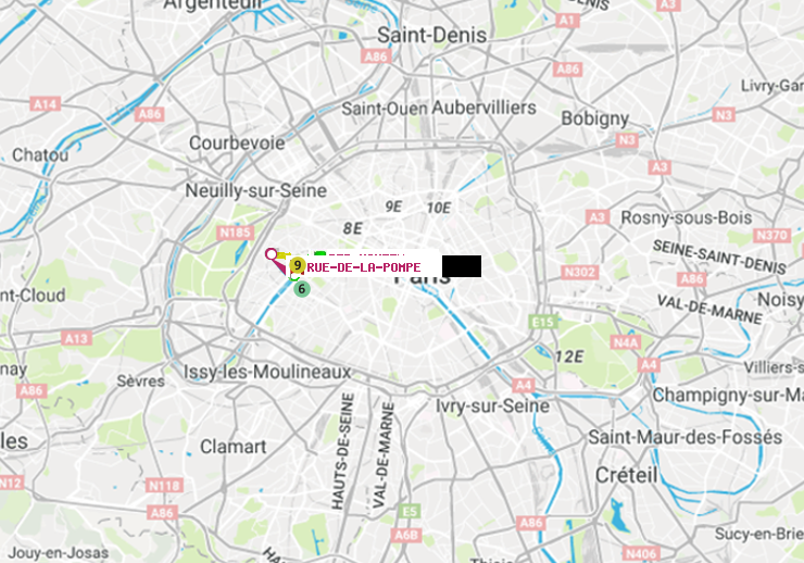 plan itinéraire ratp de Bir-Hakeim (Grenelle) à Rue de la Pompe (Avenue Georges Mandel)