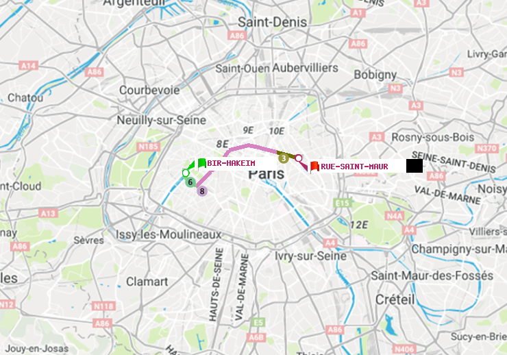 plan itinéraire ratp de Bir-Hakeim (Grenelle) à Rue Saint-Maur