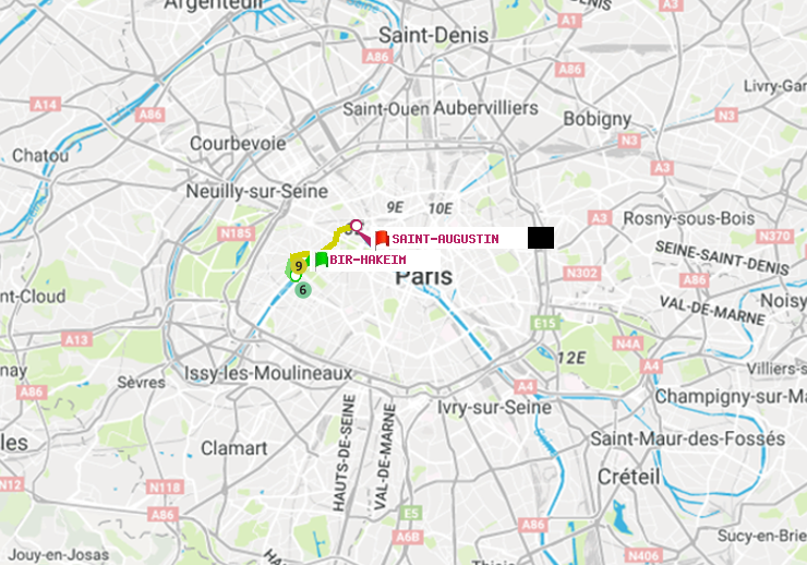 plan itinéraire ratp de Bir-Hakeim (Grenelle) à Saint-Augustin