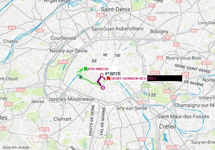 plan itinéraire ratp de Bir-Hakeim (Grenelle) à Saint-Germain des Prés