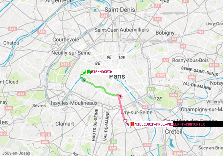 plan itinéraire ratp de Bir-Hakeim (Grenelle) à Villejuif-Paul Vaillant Couturier (Hôpital Paul Brousse)