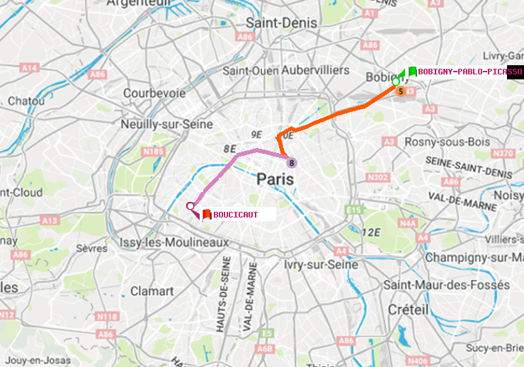 plan itinéraire ratp de Bobigny-Pablo-Picasso à Boucicaut