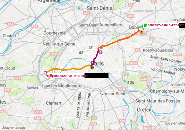 plan itinéraire ratp de Bobigny-Pablo-Picasso à Boulogne-Jean-Jaurès