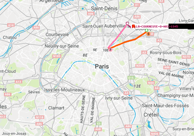 plan itinéraire ratp de Bobigny-Pablo-Picasso à La Courneuve-8-Mai-1945