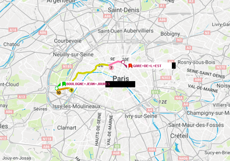 plan itinéraire ratp de Boulogne-Jean-Jaurès à Gare de l