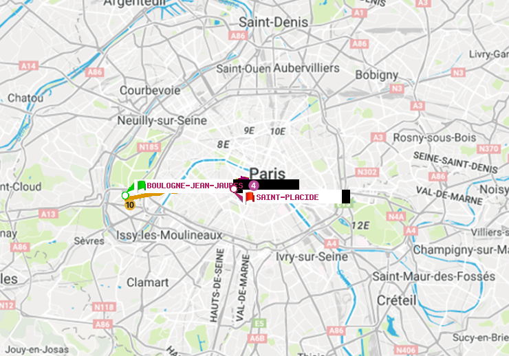 plan itinéraire ratp de Boulogne-Jean-Jaurès à Saint-Placide