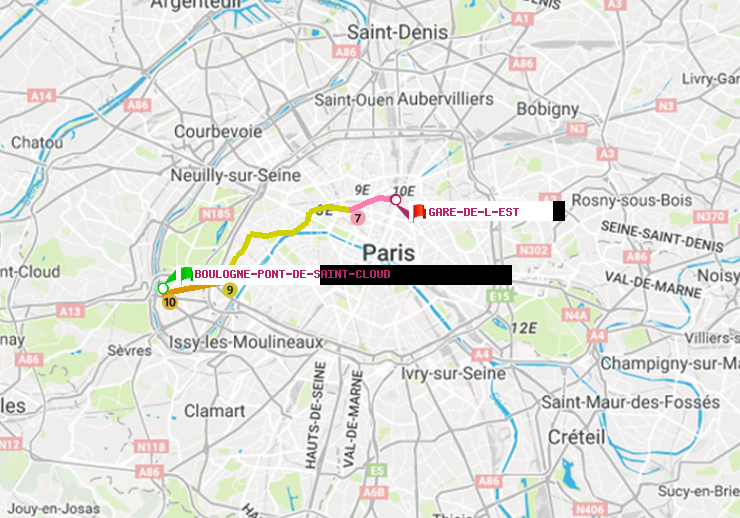 plan itinéraire ratp de Boulogne Pont de Saint-Cloud à Gare de l