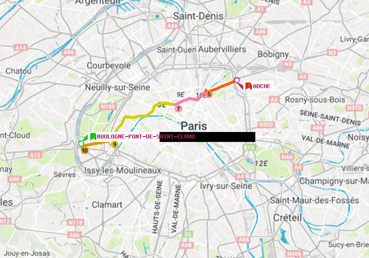 plan itinéraire ratp de Boulogne Pont de Saint-Cloud à Hoche