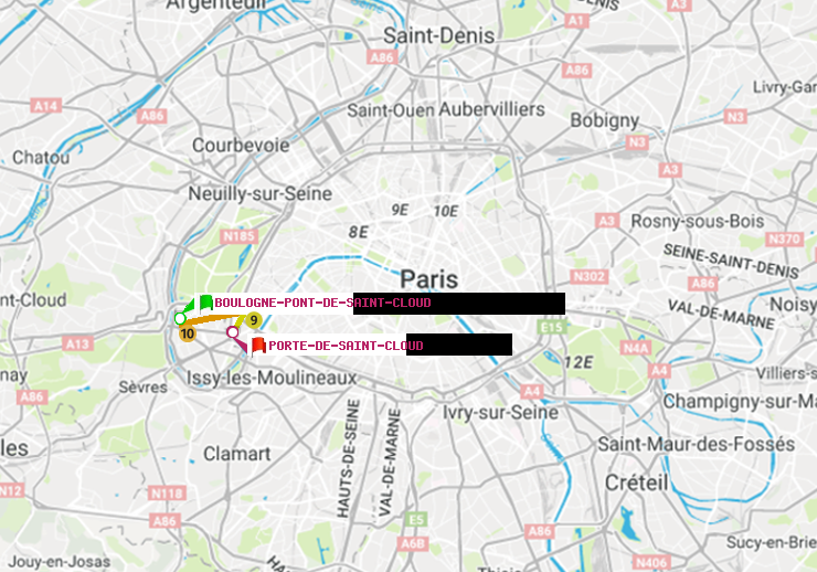 plan itinéraire ratp de Boulogne Pont de Saint-Cloud à Porte de Saint-Cloud