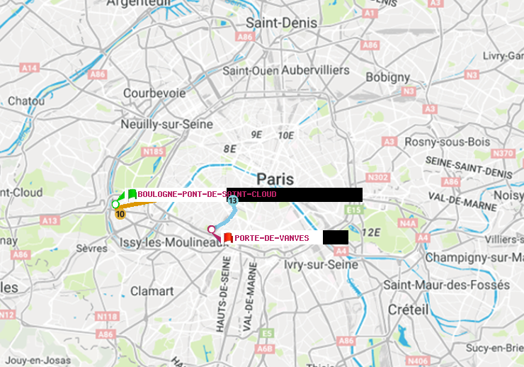 plan itinéraire ratp de Boulogne Pont de Saint-Cloud à Porte de Vanves