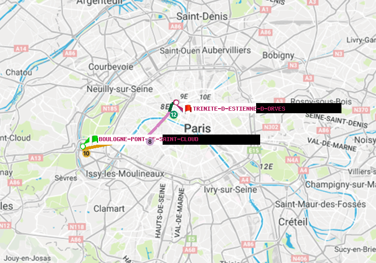 plan itinéraire ratp de Boulogne Pont de Saint-Cloud à Trinité-d