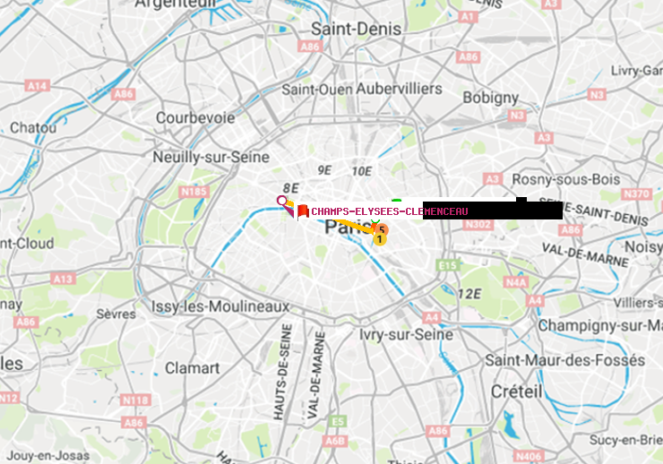 plan itinéraire ratp de Bréguet-Sabin à Champs-Elysées-Clémenceau