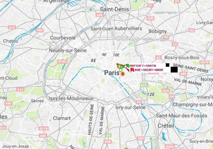 plan itinéraire ratp de Bréguet-Sabin à Rue Saint-Maur