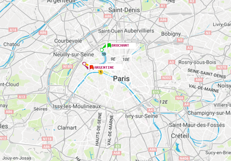 plan itinéraire ratp de Brochant à Argentine