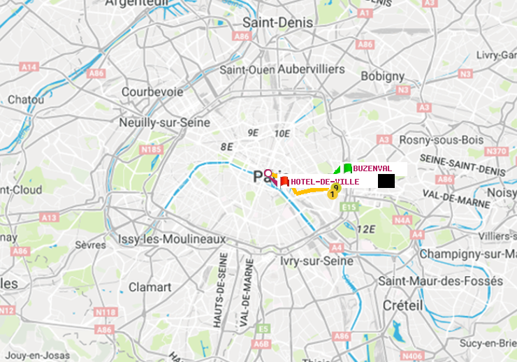plan itinéraire ratp de Buzenval à Hôtel de Ville