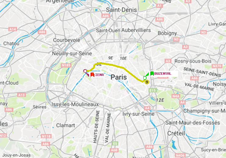 plan itinéraire ratp de Buzenval à Iéna