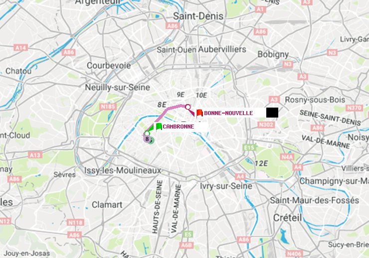 plan itinéraire ratp de Cambronne à Bonne Nouvelle