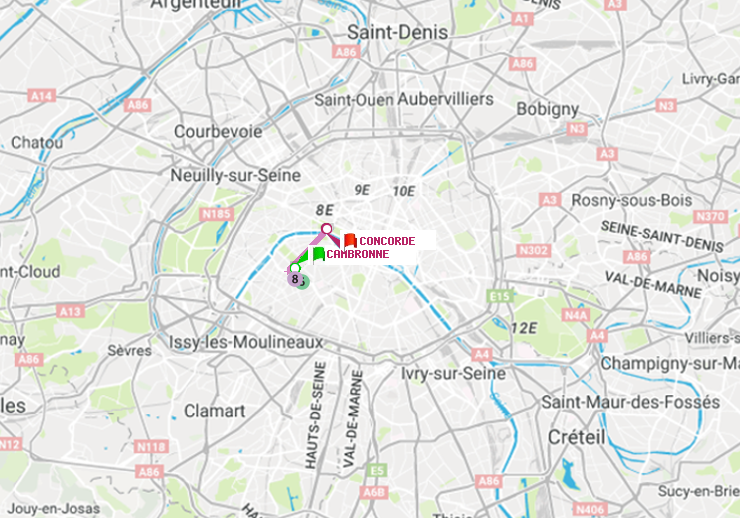 plan itinéraire ratp de Cambronne à Concorde