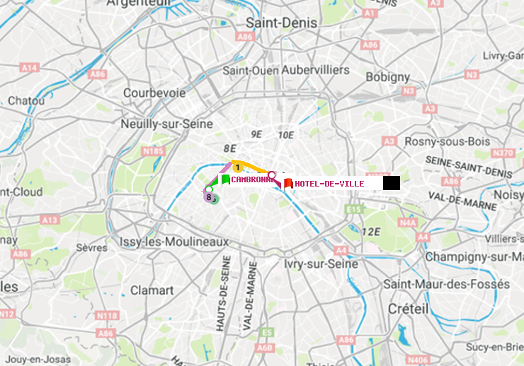 plan itinéraire ratp de Cambronne à Hôtel de Ville