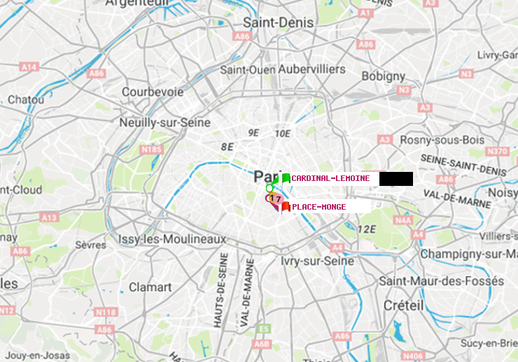 plan itinéraire ratp de Cardinal-Lemoine à Place Monge (Jardin des Plantes)