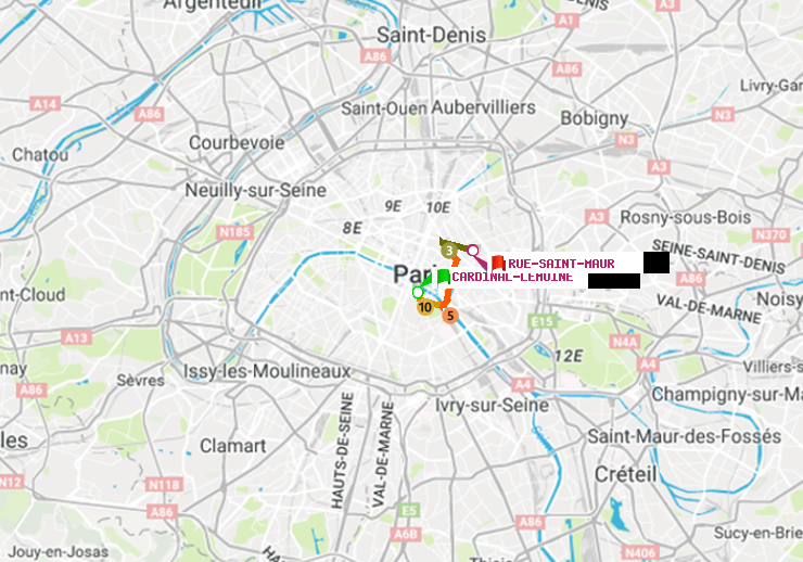 plan itinéraire ratp de Cardinal-Lemoine à Rue Saint-Maur