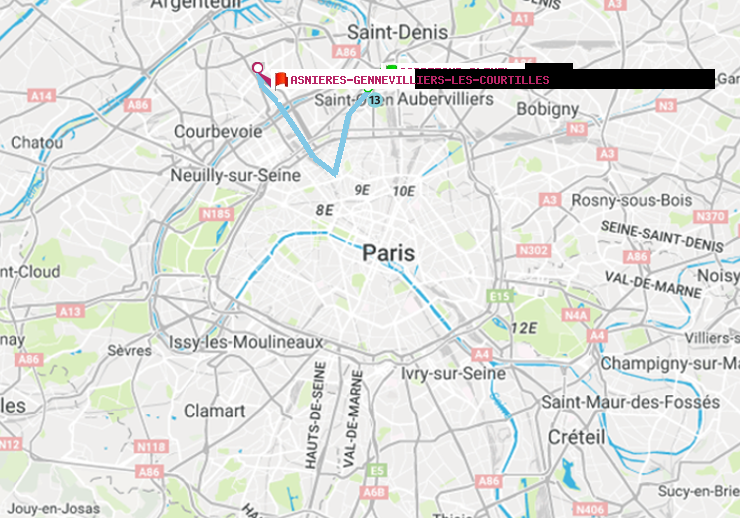 plan itinéraire ratp de Carrefour-Pleyel à Asnieres-Gennevilliers Les Courtilles