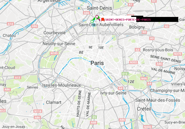 plan itinéraire ratp de Carrefour-Pleyel à Saint-Denis-Porte de Paris