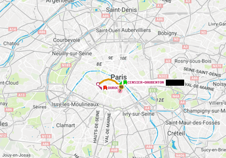 plan itinéraire ratp de Censier-Daubenton à Duroc
