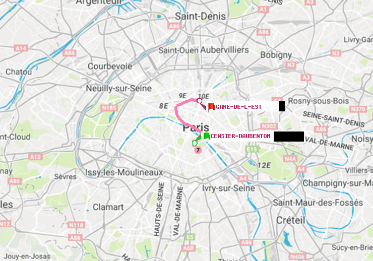 plan itinéraire ratp de Censier-Daubenton à Gare de l