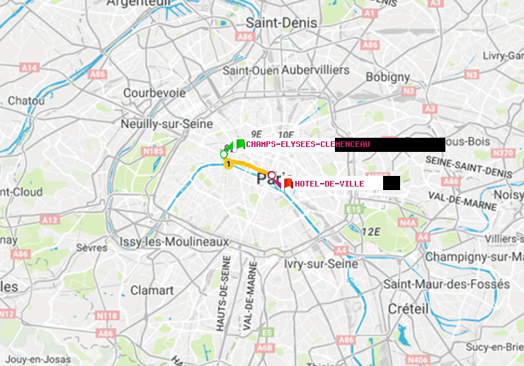 plan itinéraire ratp de Champs-Elysées-Clémenceau à Hôtel de Ville