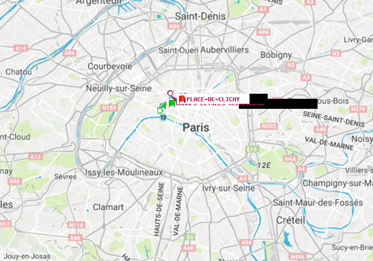 plan itinéraire ratp de Champs-Elysées-Clémenceau à Place de Clichy