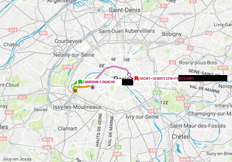 plan itinéraire ratp de Chardon-Lagache à Saint-Sébastien-Froissart
