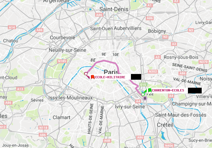 plan itinéraire ratp de Charenton-Ecoles à Ecole Militaire