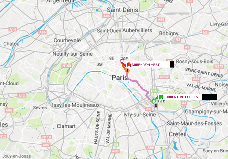 plan itinéraire ratp de Charenton-Ecoles à Gare de l