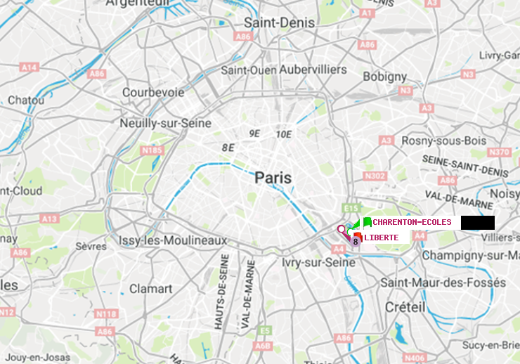 plan itinéraire ratp de Charenton-Ecoles à Liberté