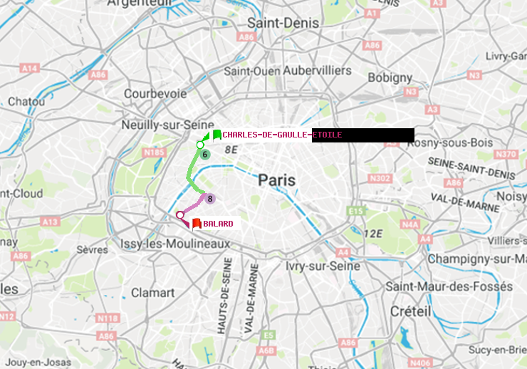 plan itinéraire ratp de Charles de Gaulle-Etoile à Balard