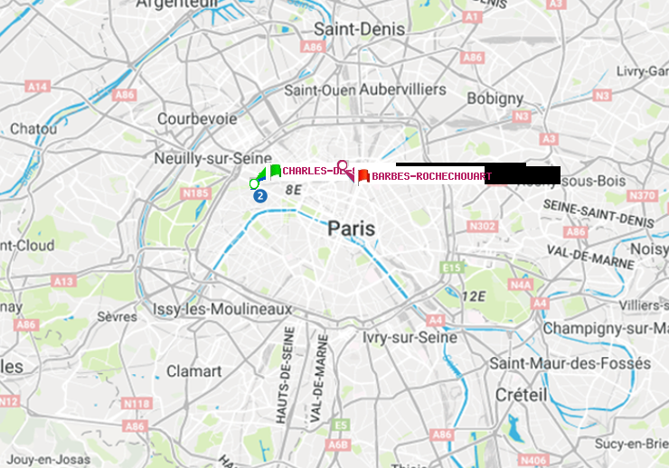 plan itinéraire ratp de Charles de Gaulle-Etoile à Barbès-Rochechouart