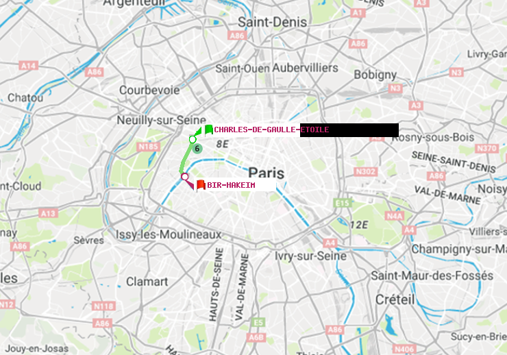plan itinéraire ratp de Charles de Gaulle-Etoile à Bir-Hakeim (Grenelle)