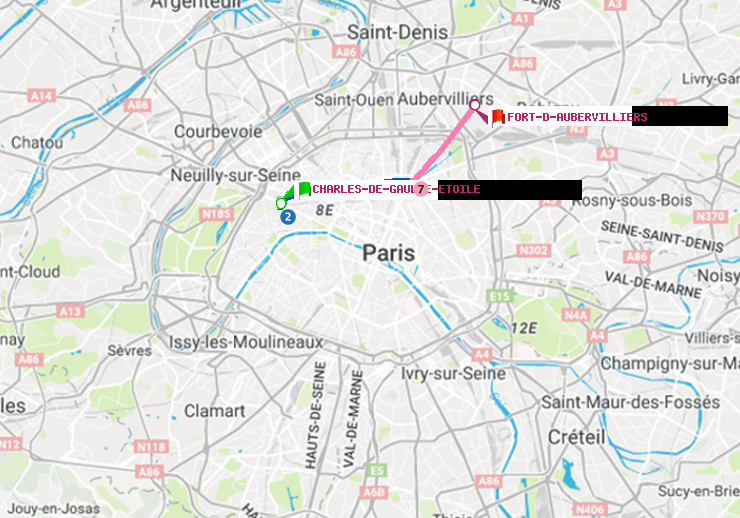 plan itinéraire ratp de Charles de Gaulle-Etoile à Fort d