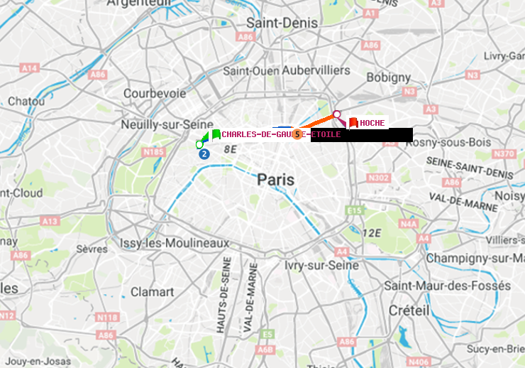 plan itinéraire ratp de Charles de Gaulle-Etoile à Hoche
