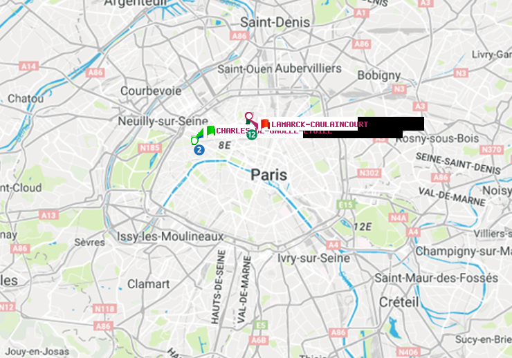 plan itinéraire ratp de Charles de Gaulle-Etoile à Lamarck-Caulaincourt