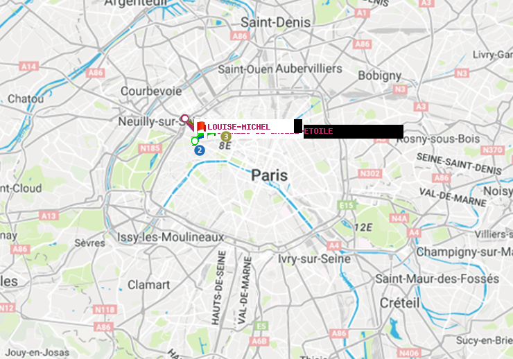 plan itinéraire ratp de Charles de Gaulle-Etoile à Louise Michel