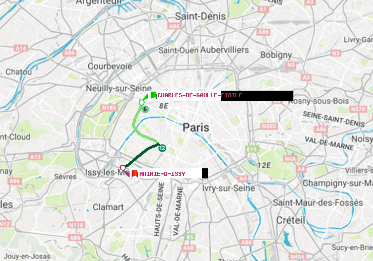 plan itinéraire ratp de Charles de Gaulle-Etoile à Mairie d